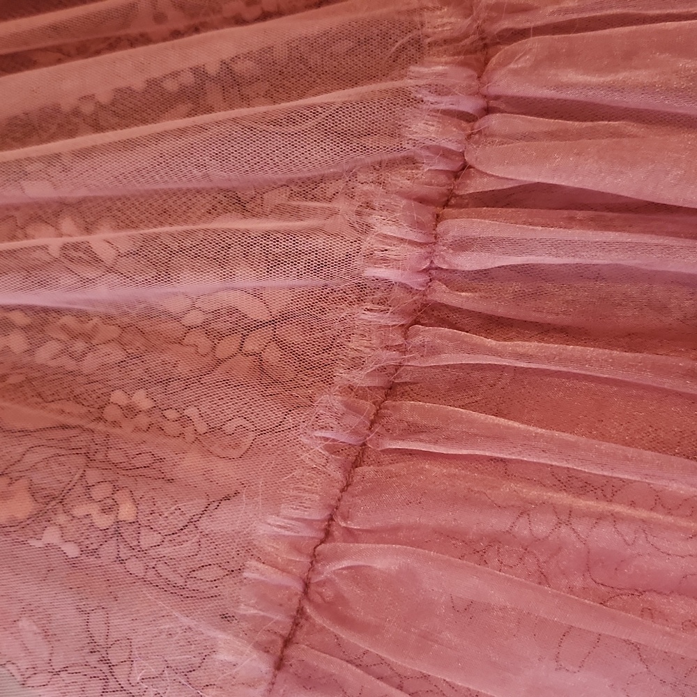 Brenda Knight x Free People Anne Tulle Maxi Skirt Mauve Pink Fairy Cottage - Picture 9 of 13